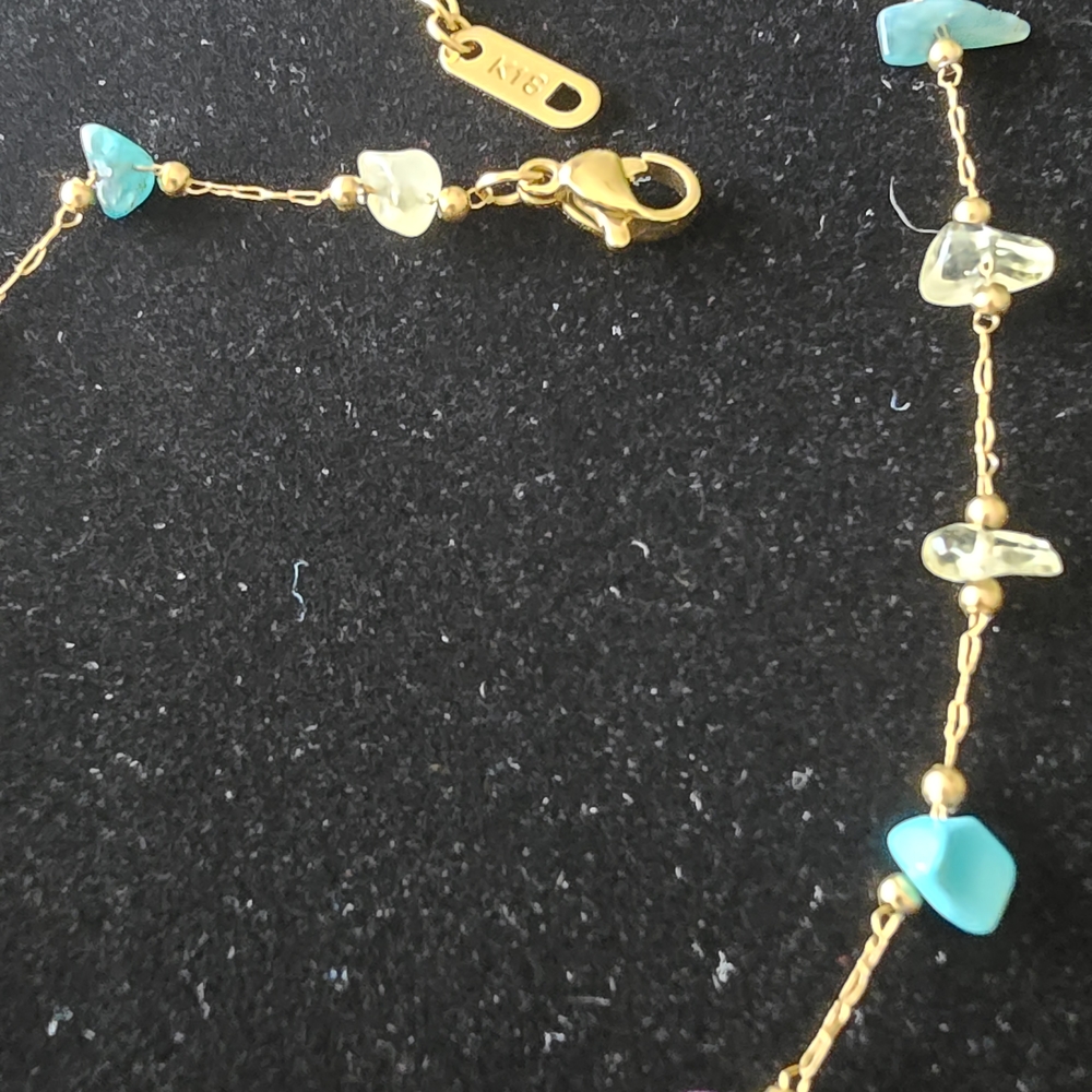 Gold Multicolor Gemstone Anklet - Picture 2 of 6
